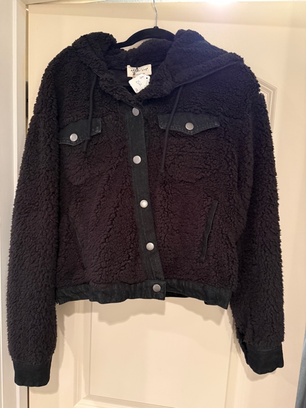 Cozy Black Hooded Teddy Jacket